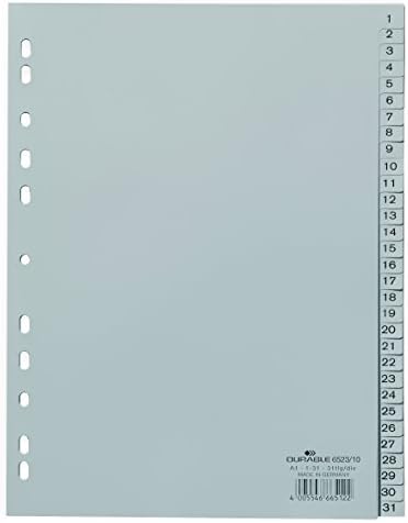 עמיד 1-52 פוליפרופילן מדד חוצצים / 4 דיוקן מלא כיסוי | חבילה של 1 חוצצים / אפור | תוצרת גרמניה